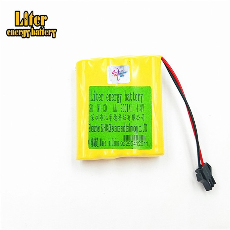 High Quality SM  plug  Ni-CD Battery AA 4.8v 900mAh Wholesale rechargeable AA 900mAh 4.8V 4S1P NI-CD battery pack