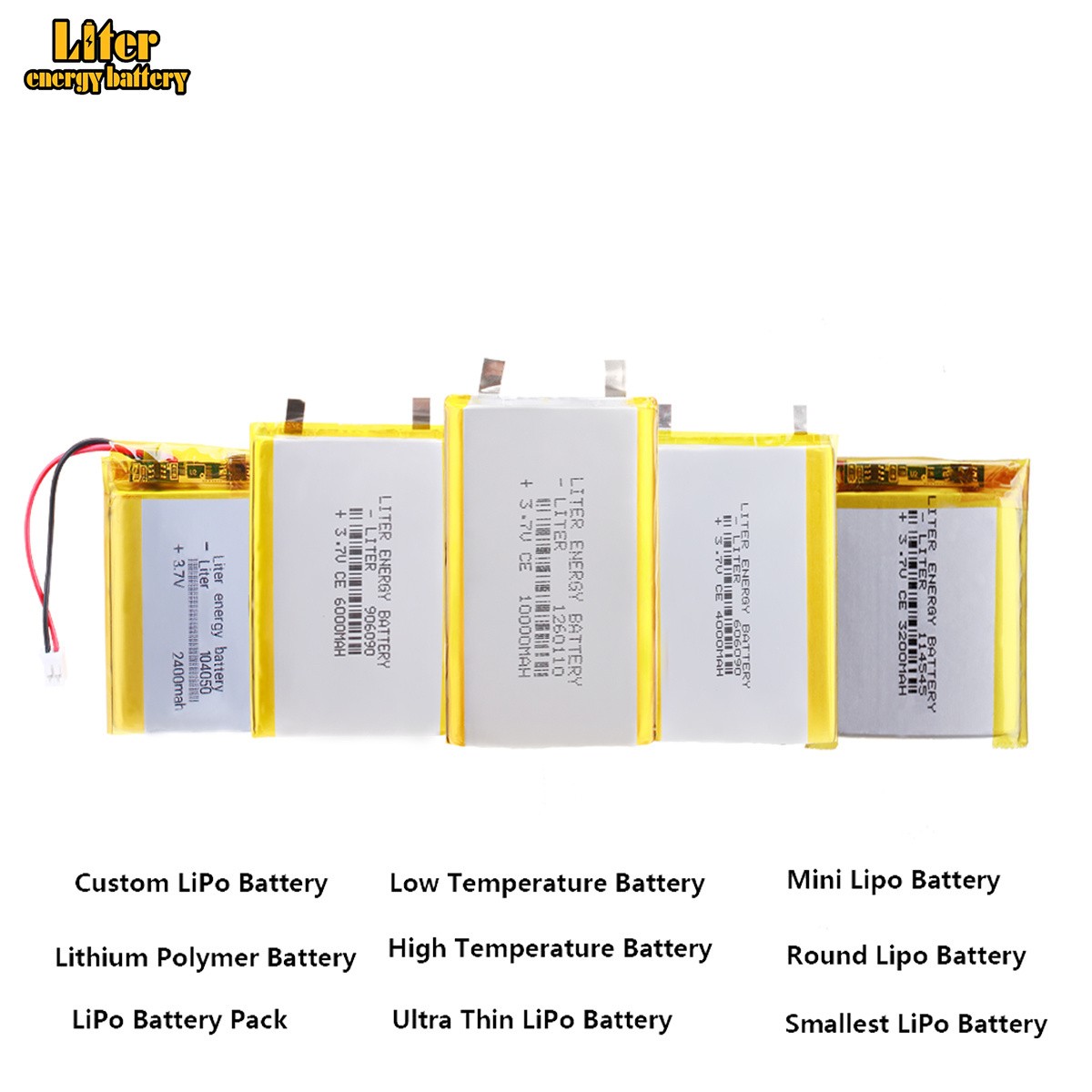 3.7V 7.4V 12v 250mah 400mah 600mah 800mah 3000mah Rechargeable Lithium Polymer Battery Custom battery factory