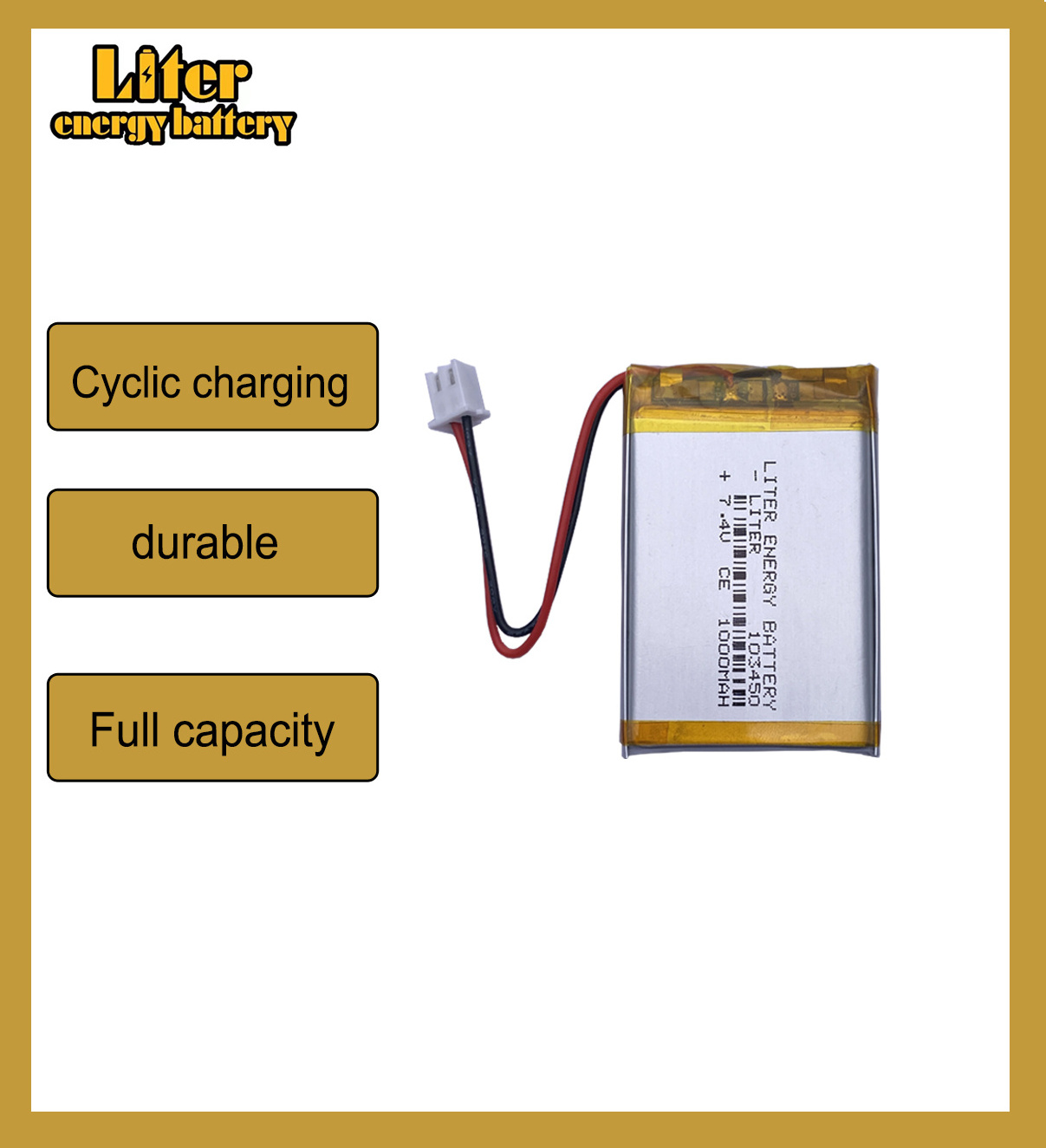 503450-2S 7.4V 1000mAh 103450 XH2.54 Polymer Li-Ion Battery for SATLINK Digital Satellite Finder Meter WS-6933 WS-6923