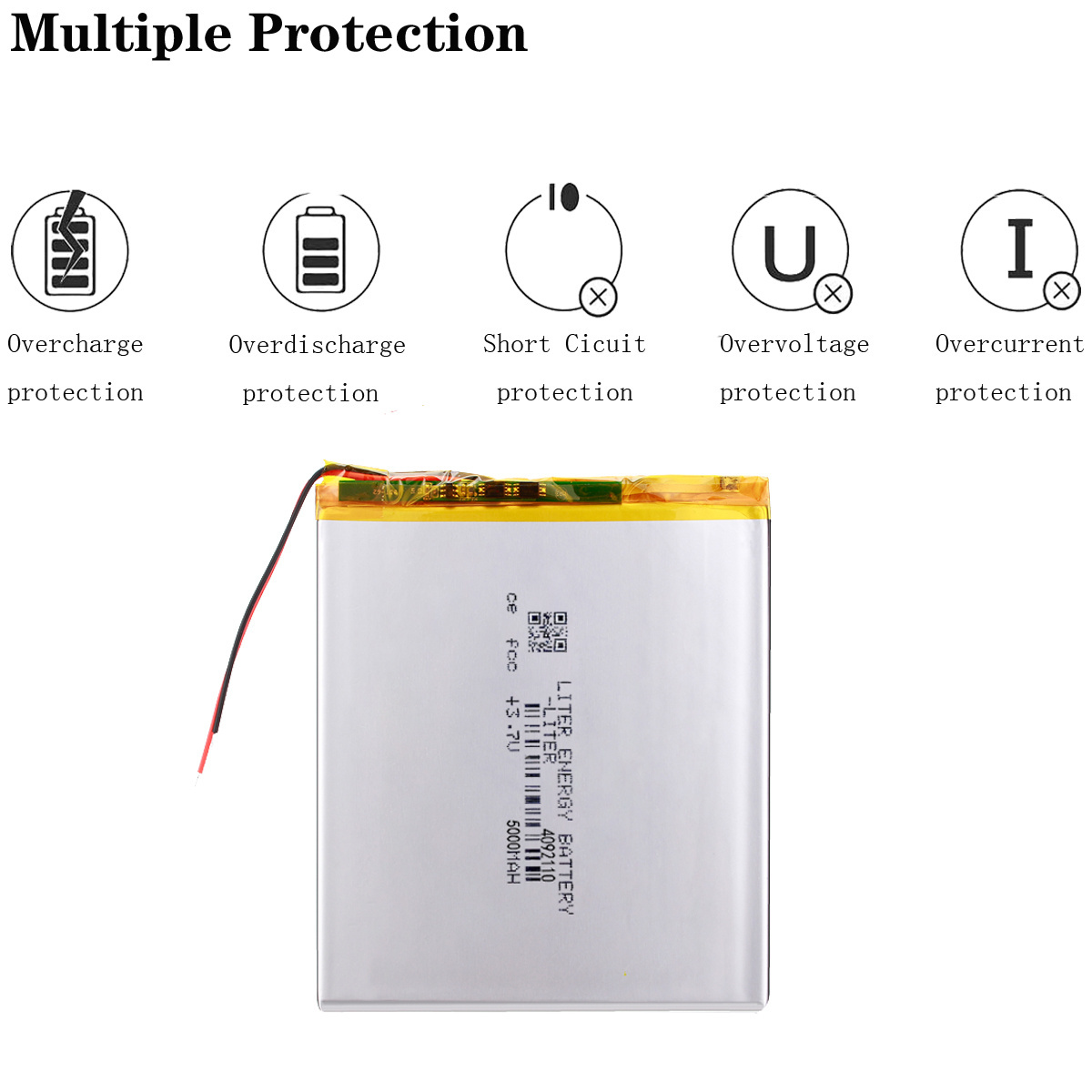 3.7V 5000mAH 4092110 Li-ion battery for tablet pc 7 inch 8 inch 9inch