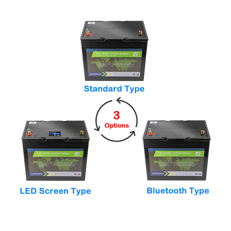 12V 100Ah 200Ah lithium ion battery pack ABS reinforce holder resist vibration design for RV golf trolley battery with Bluetooth