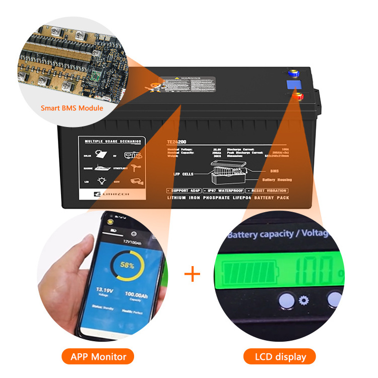 12v 24v 100ah 120ah 200ah 300ah lifepo4 bluetooth iron phosphate battery batterie 100 kwh lithium pack with bluetooth