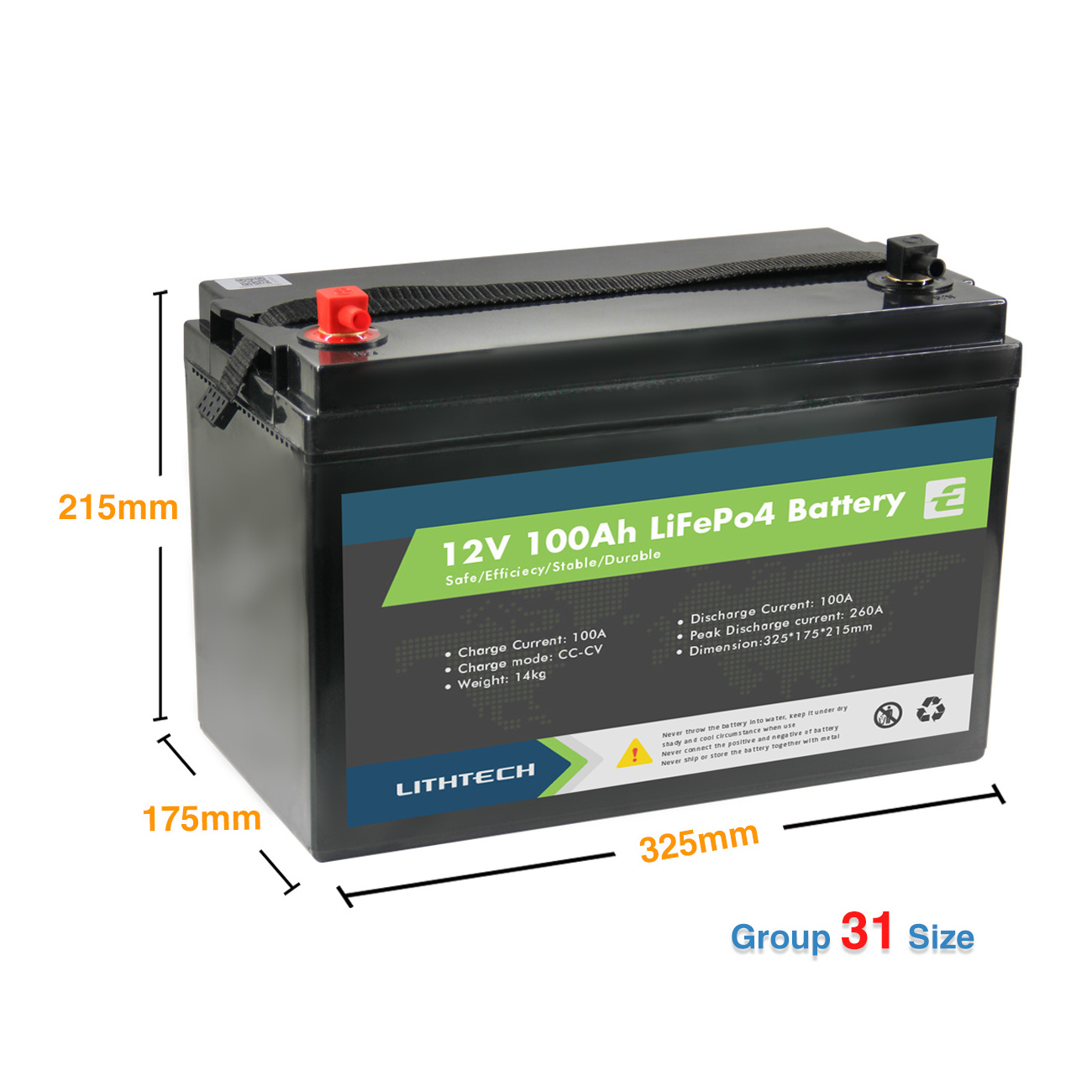 Lithtech Deep Cycle Rechargeable Lithium Ion Lifepo4 Solar Battery 12v 100ah Lithium Ion Battery 12v