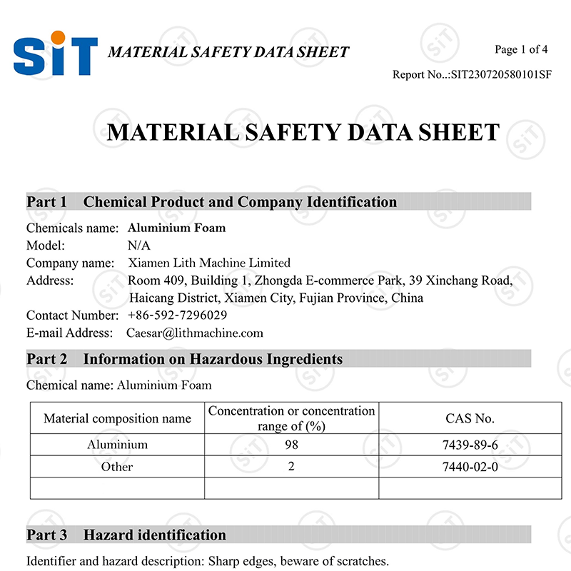 Porous Al Foam Aluminium Foam High Purity Metal Foam Sheet with Different Porosity and PPI for Battery Electrode Substrate