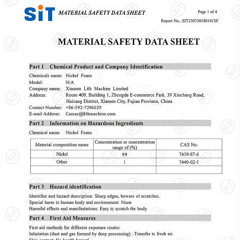 5ppi-300ppi Custom Nickel Foam Nickel Metal Foam Open Cell Ni Foam Can Be Cut For Free