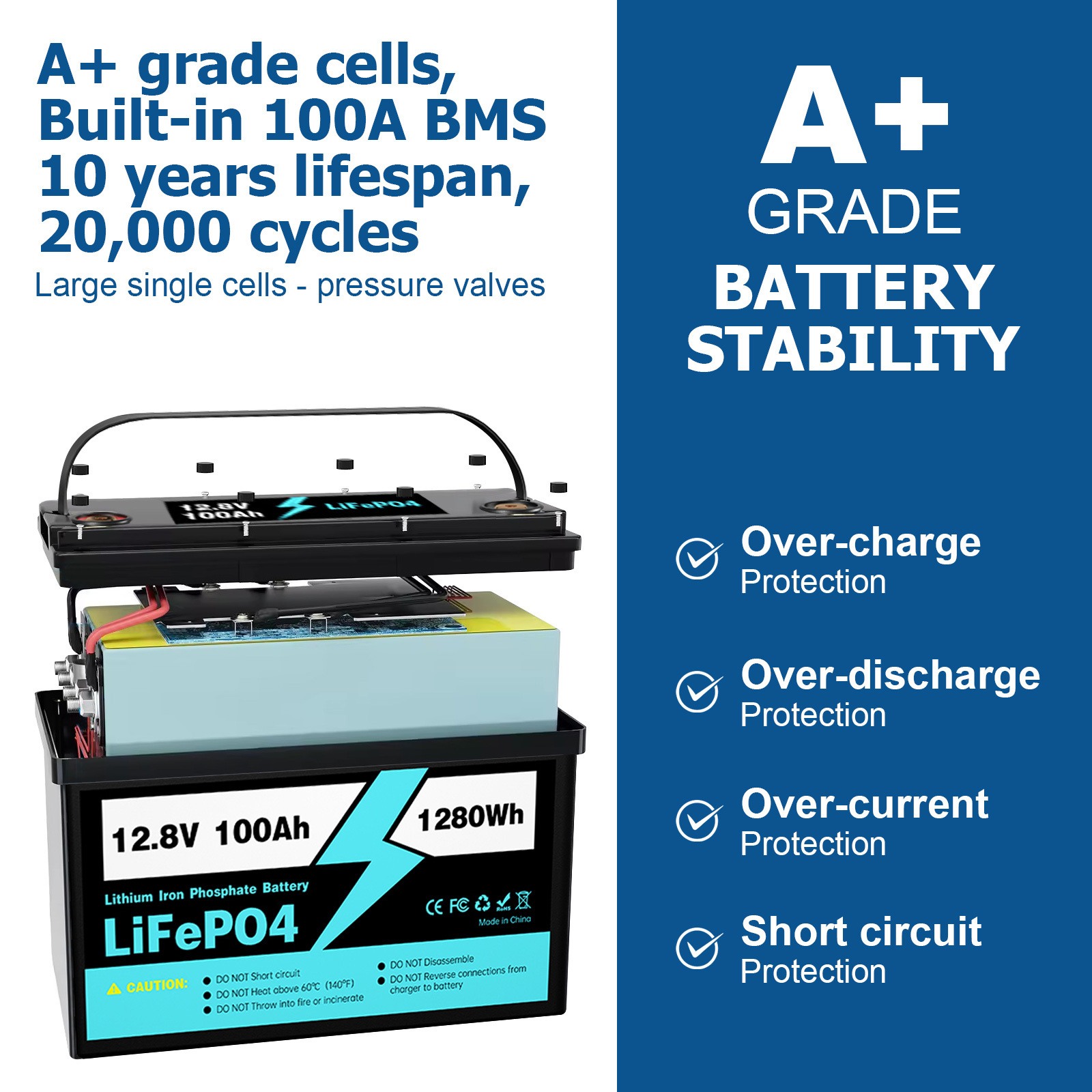 Lithium ion Batteries 12V 100AH Rechargeable Lithium Iron Phosphate Battery for outdoor activities power station