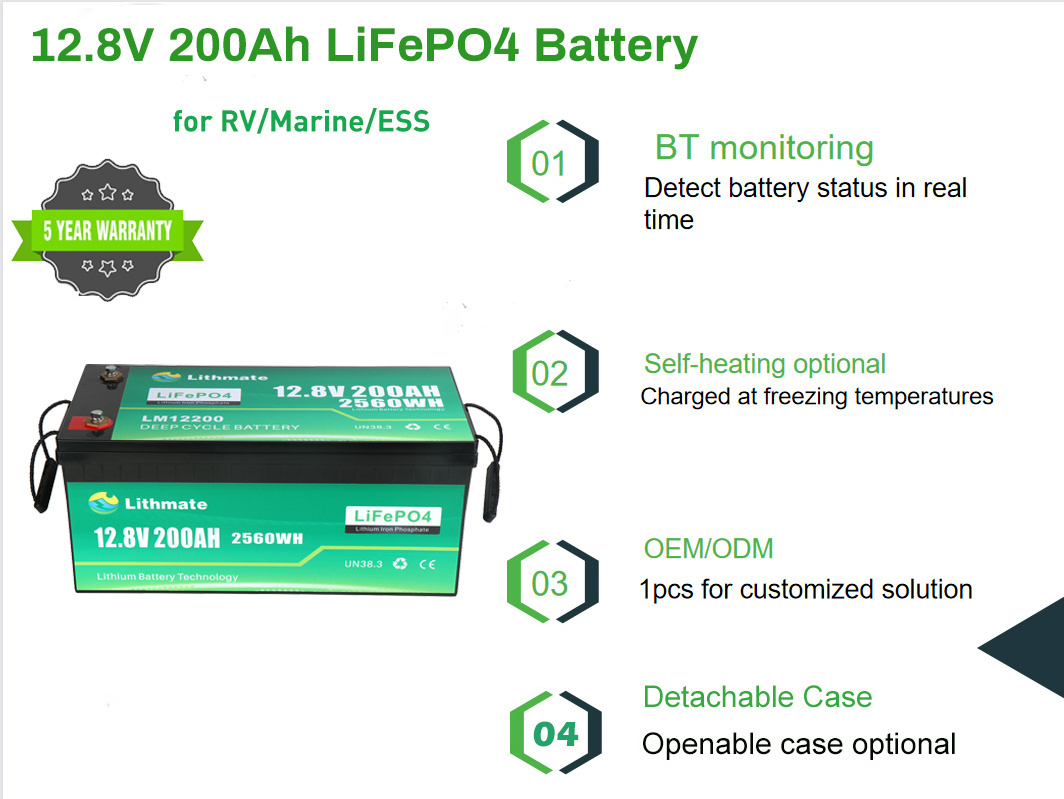 Hot sale 12V 24V 48V rechargeable 12V lithium battery LiFePO4 solar battery 12v 200ah