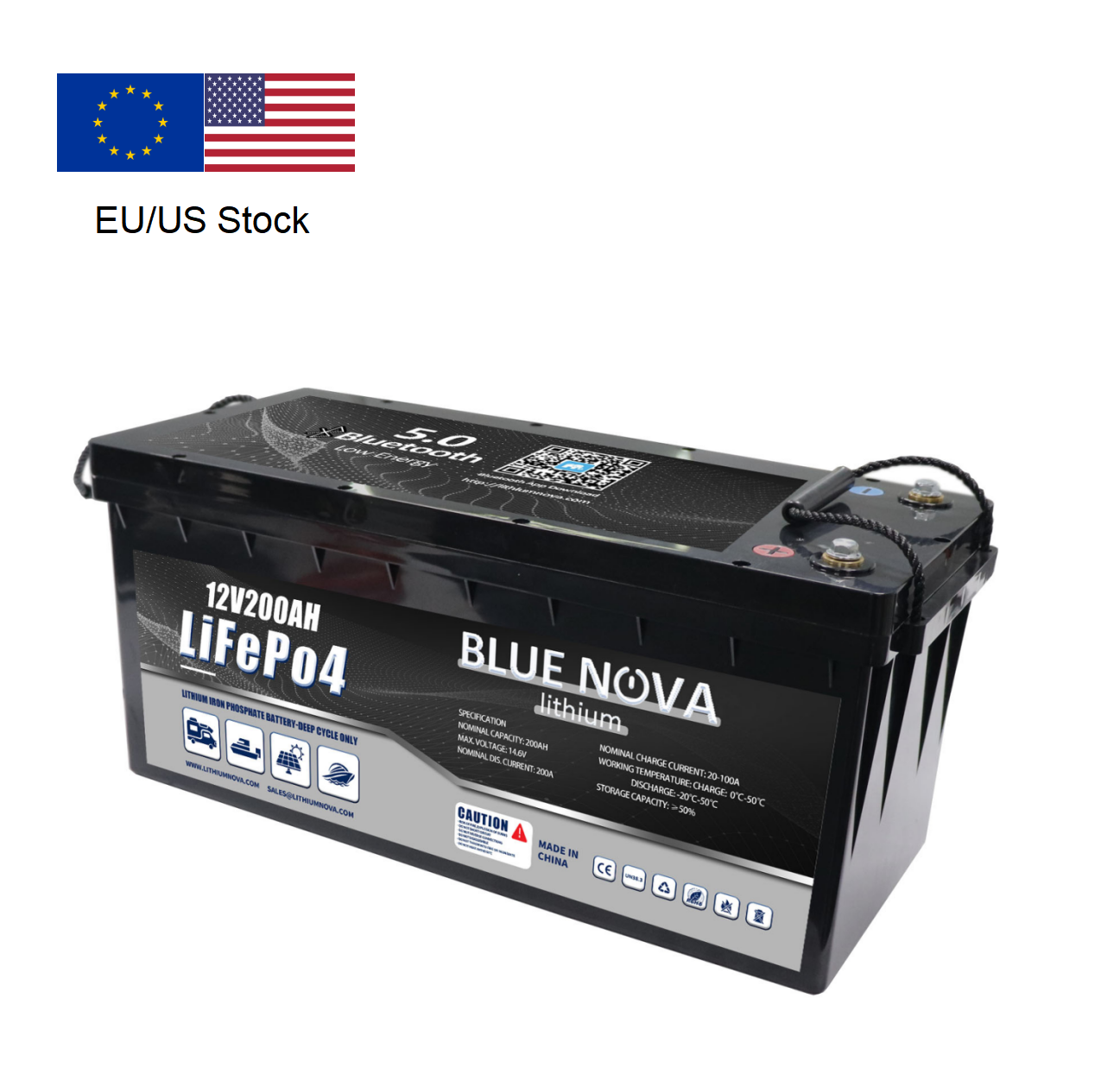 EU US stock12v 100ah lithium ion batteries with Bluetooth rechargeable lifepo4 battery 12v 200ah for boat/camper/solar