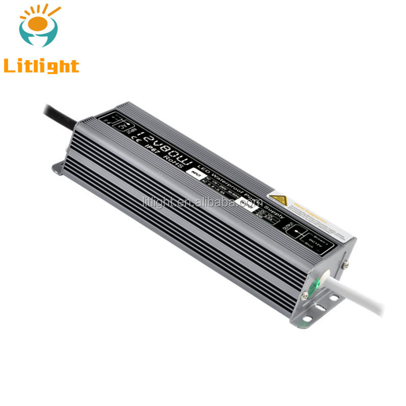 60W 80W 100 W 150W water-proof IP67 high power 100W LED Power Supply LED Driver 12V/24V DC for LED Strip/Module/point lights