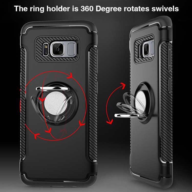 Ring holder Shock Proof TPU edge PC back cell phone cover cases for samsung galaxy s8 plus s7 edge case kickstand