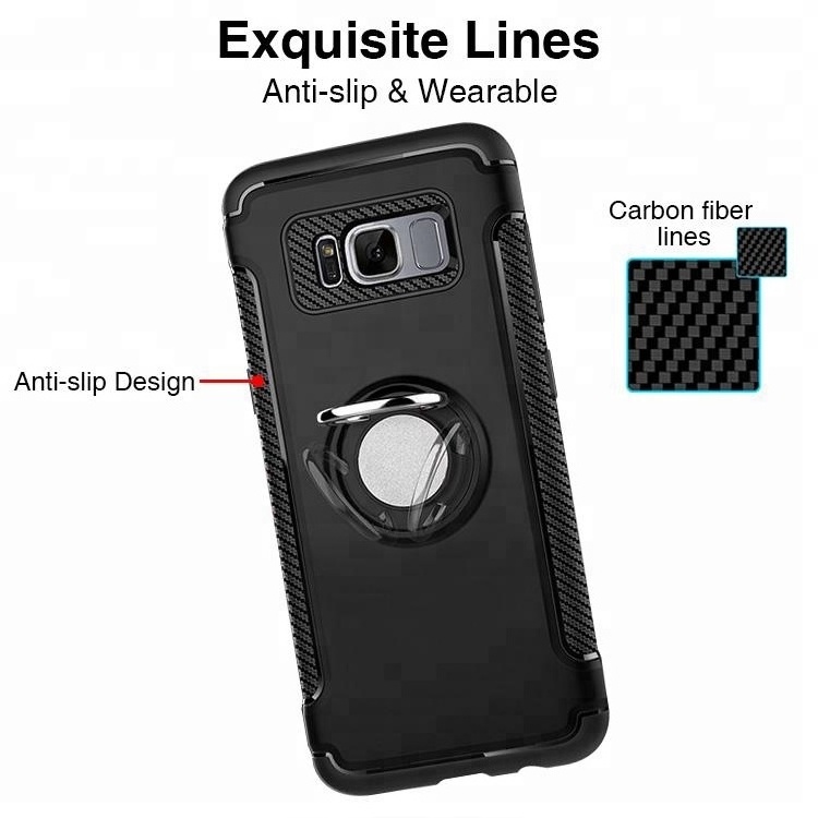 Ring holder Shock Proof TPU edge PC back cell phone cover cases for samsung galaxy s8 plus s7 edge case kickstand