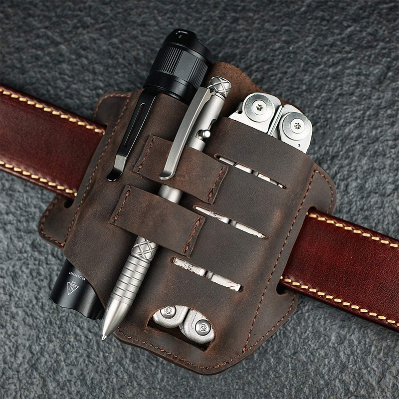 Belt LOGO Organizer Outdoor Camping Tactical  Holster Flashlight And Pen Leather Wallet Pocket