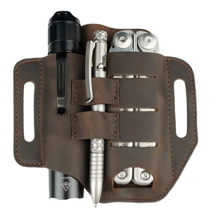 Belt LOGO Organizer Outdoor Camping Tactical  Holster Flashlight And Pen Leather Wallet Pocket