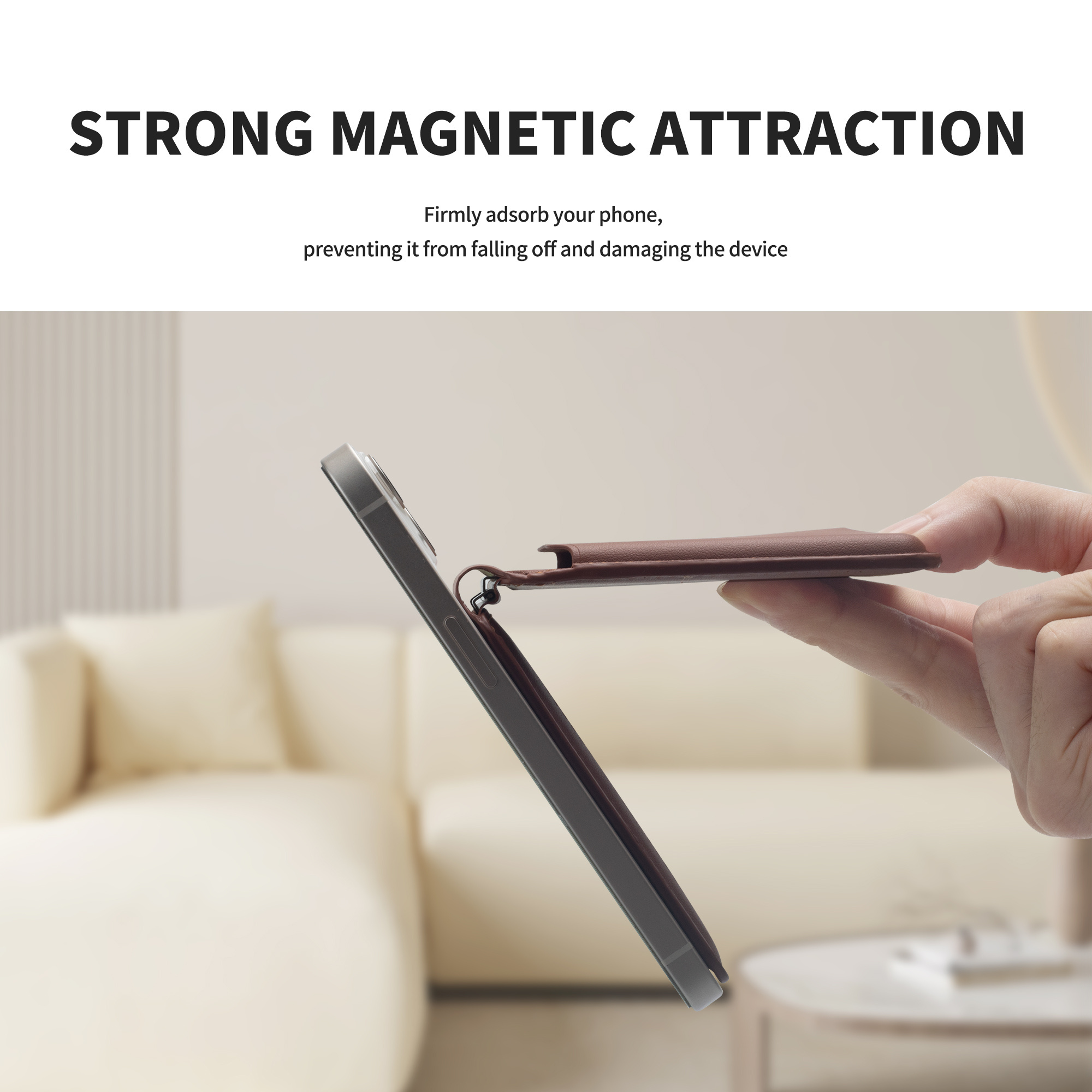 Powerful Magnetic Leather Cellphone Wallets Purse Card Pocket Dual Card Slot Phone Holder With Stand For Iphone