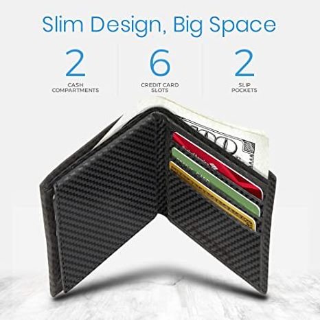 Slim Leather Bifold Wallets For Men Minimalist Mens Currency Wallet RFID Blocking Card Holder With ID Window