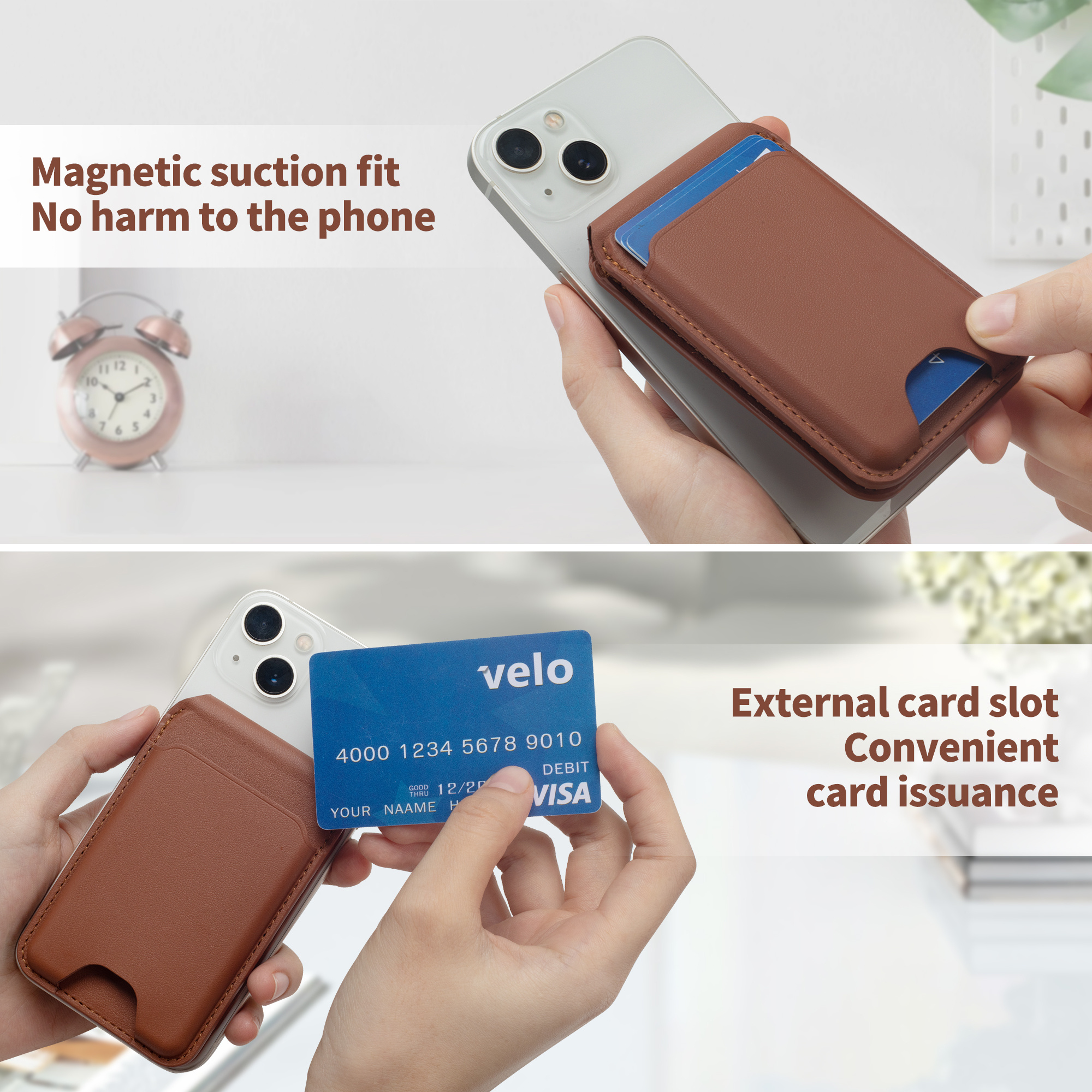 Powerful Magnetic Leather Cellphone Wallets Purse Card Pocket Dual Card Slot Phone Holder With Stand For Iphone