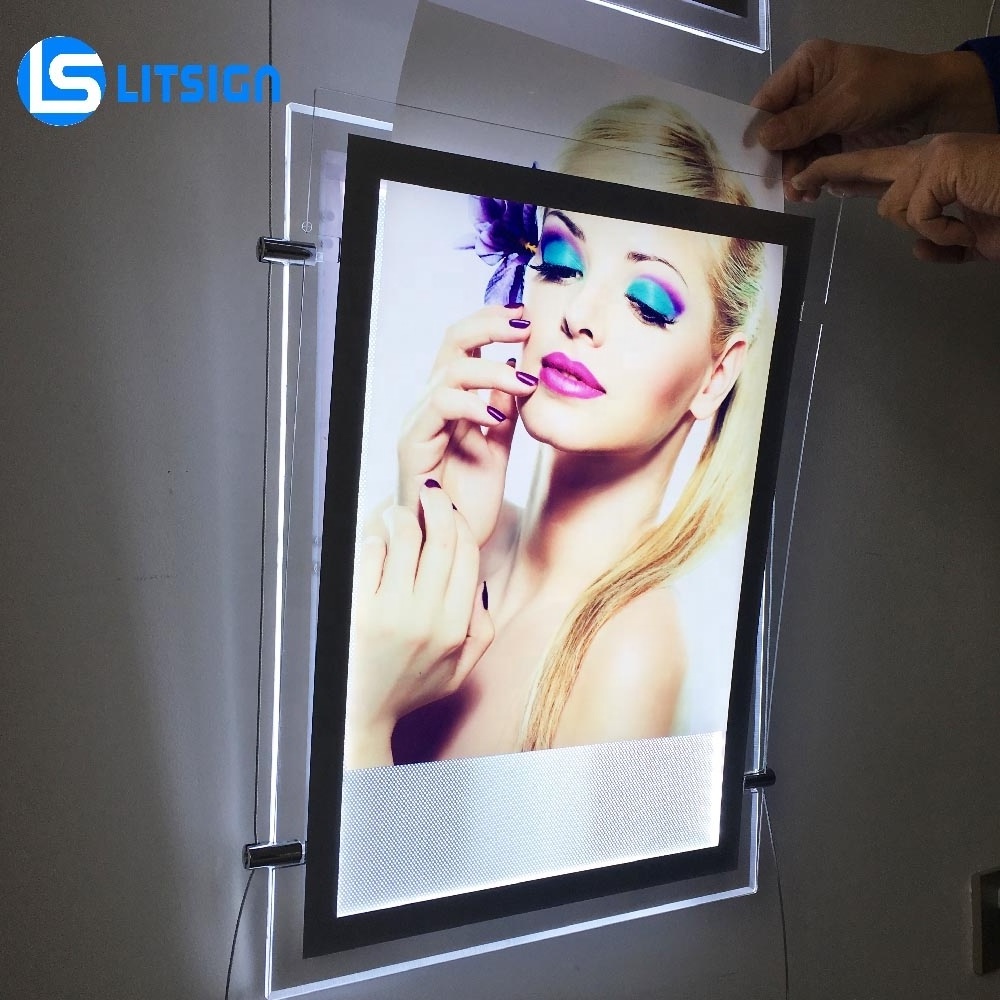 crystal wall magnet custom light box acrylic backlit picture light glass panel poster photo led frame