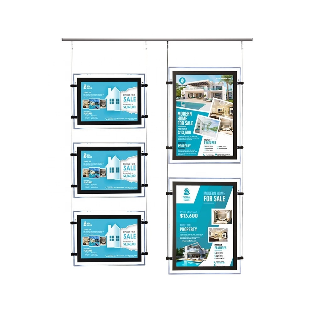 product new real estate agent window display lightbox a4 acrylic frame with led