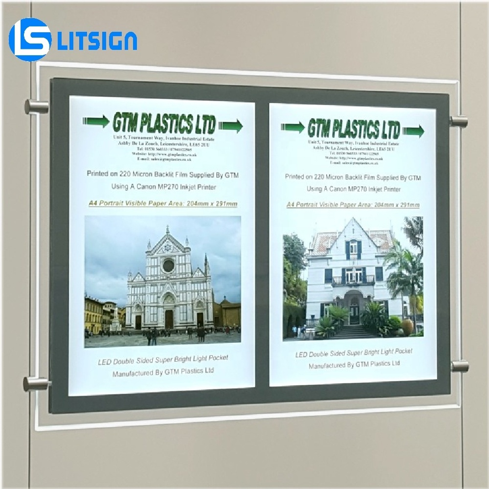 advertising light box acrylic window hanging display open house led poster frame real state signs