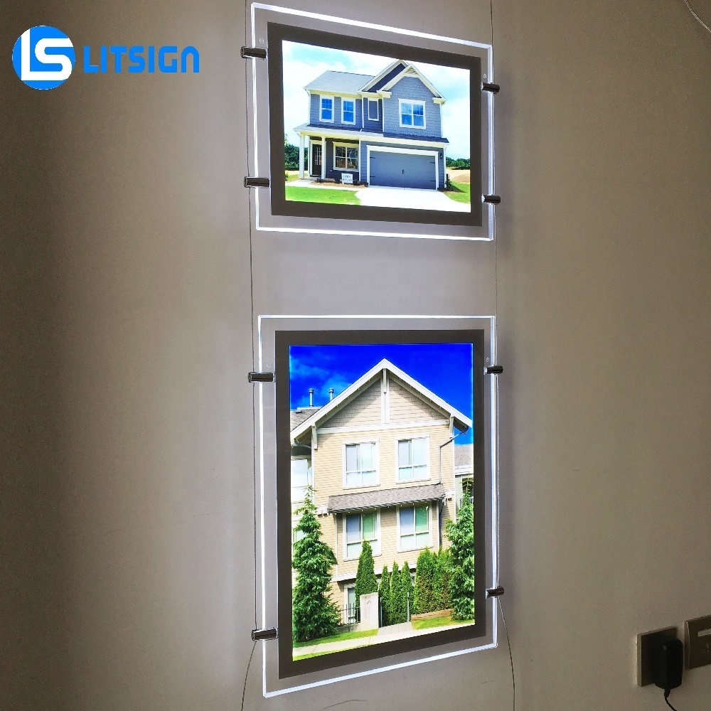 advertising light box acrylic window hanging display open house led poster frame real state signs