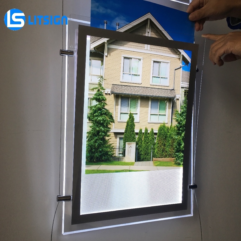 advertising light box acrylic window hanging display open house led poster frame real state signs