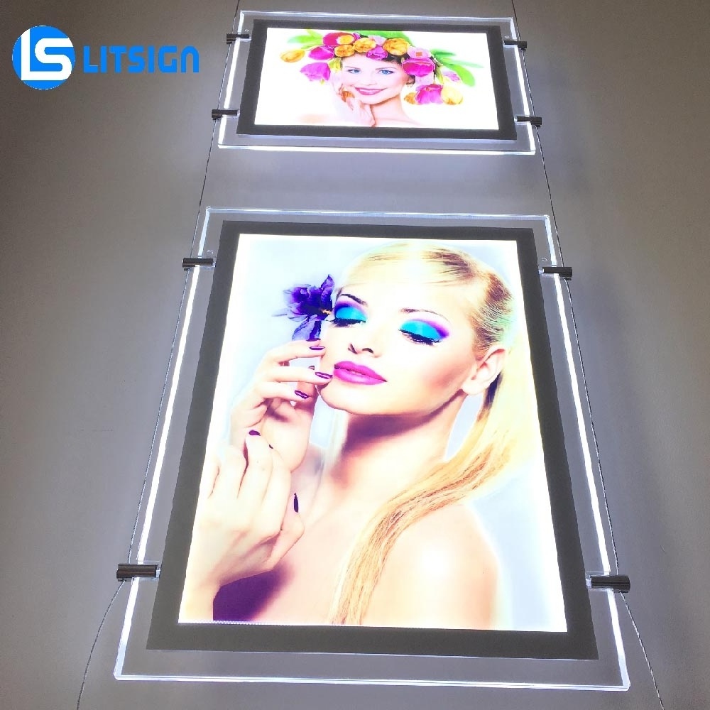 crystal wall magnet custom light box acrylic backlit picture light glass panel poster photo led frame