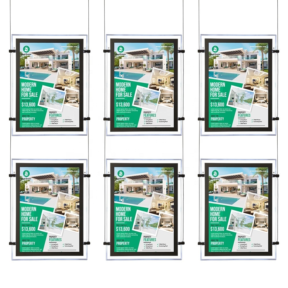 product new real estate agent window display lightbox a4 acrylic frame with led