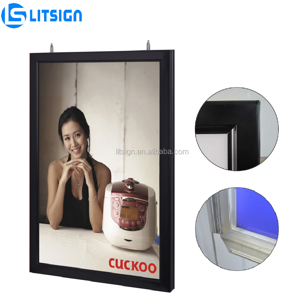 custom A2 A3 duratrans black picture menu sign slim theater aluminium cinema movie poster snap frame advertising led light boxes