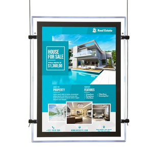 advertising light box acrylic window hanging display open house led poster frame real state signs