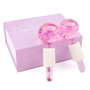 Mini skin care facial tool portable stainless steel face roller ball silicone ice globes for face massage