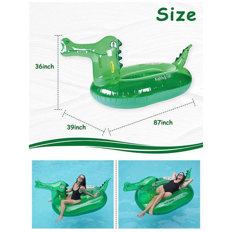 B01 Inflatable Pool Float for Adults Ride On Pool Lounge Beach Pool Toy Party Decorations Crocodile Shape Float