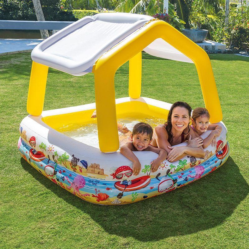 B02 inflatable swimming pool, household baby shower with canopy