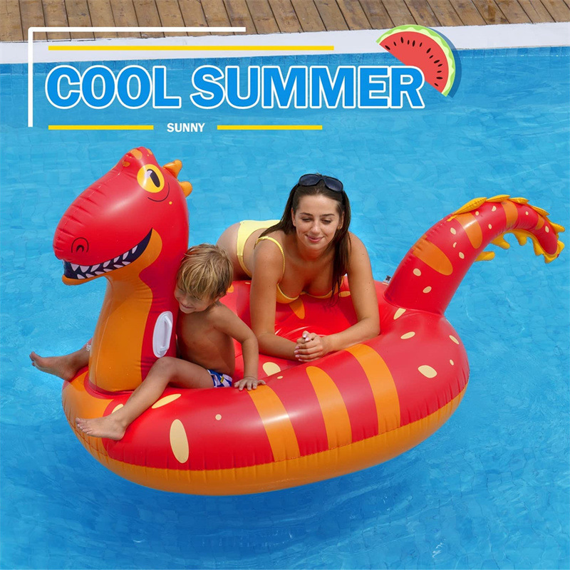 Inflatable Dinosaur Pool Float rider  on 95'' Fun Pool Float for Kids and Adults, Dinosaur floatie Ride-On Pool Raft Lounge