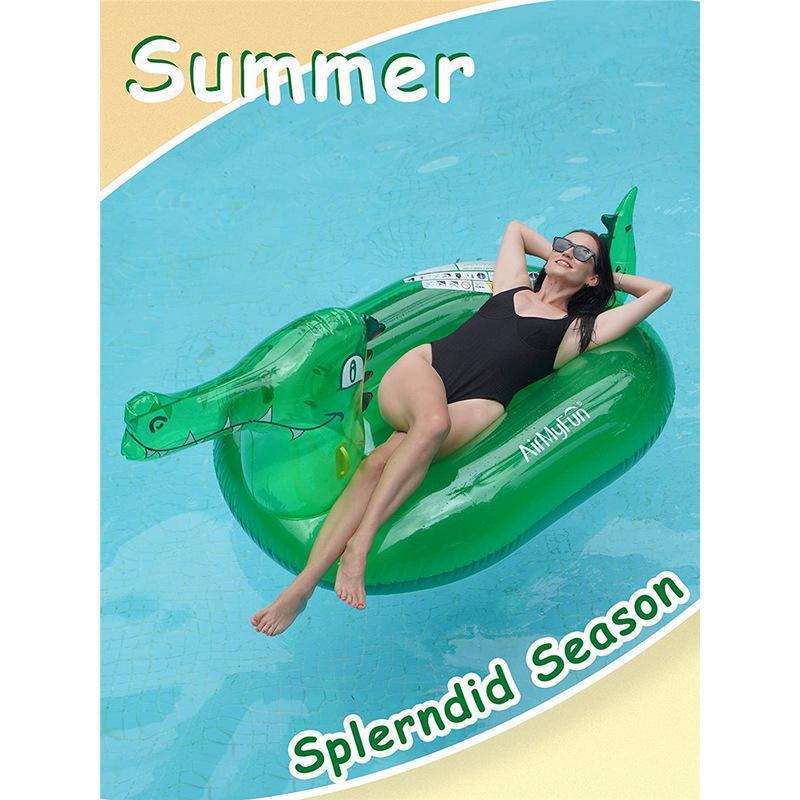 B01 Inflatable Pool Float for Adults Ride On Pool Lounge Beach Pool Toy Party Decorations Crocodile Shape Float