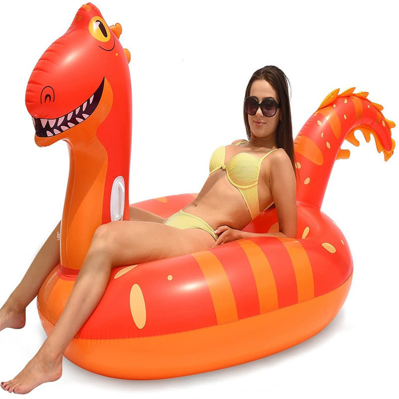 Inflatable Dinosaur Pool Float rider  on 95'' Fun Pool Float for Kids and Adults, Dinosaur floatie Ride-On Pool Raft Lounge