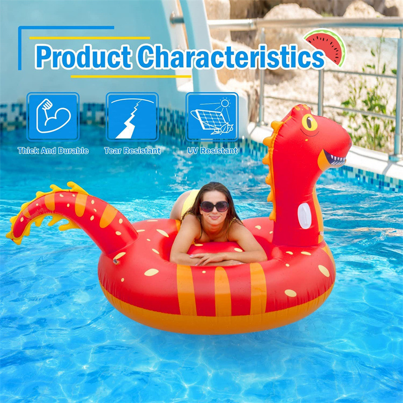 Inflatable Dinosaur Pool Float rider  on 95'' Fun Pool Float for Kids and Adults, Dinosaur floatie Ride-On Pool Raft Lounge