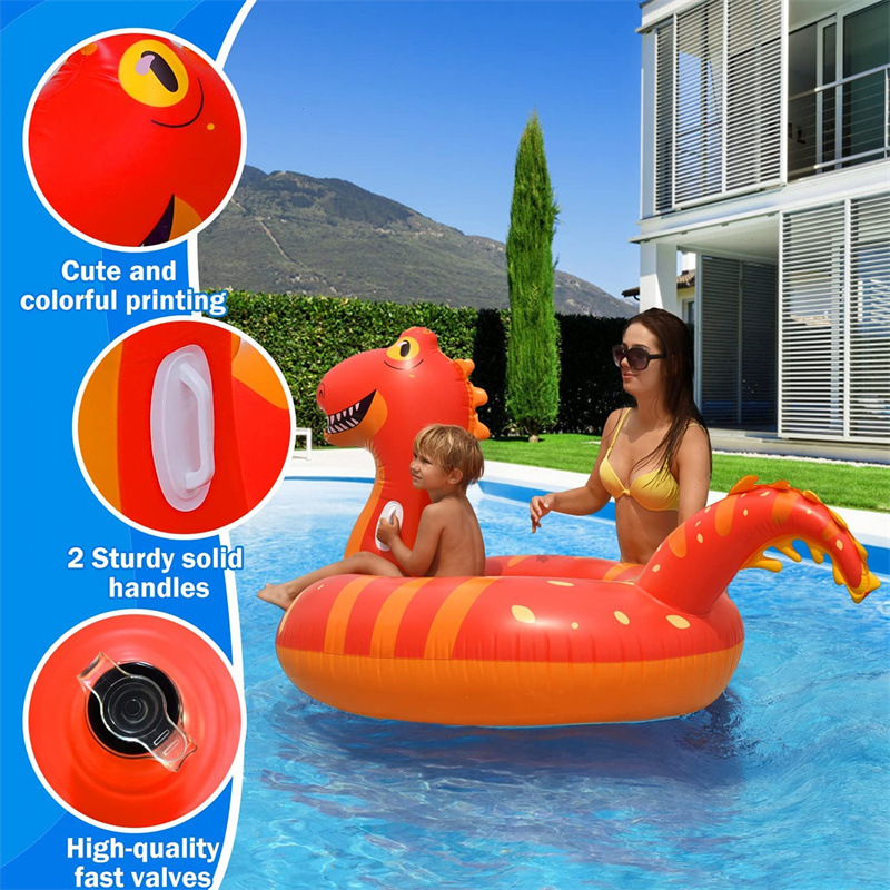 Inflatable Dinosaur Pool Float rider  on 95'' Fun Pool Float for Kids and Adults, Dinosaur floatie Ride-On Pool Raft Lounge