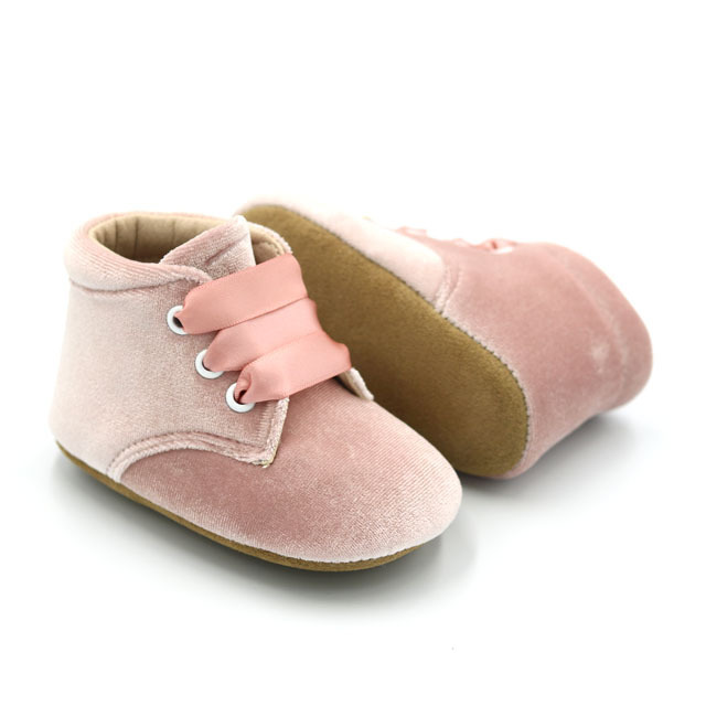 New Fashion  Pink Velvet Baby Boots Barefoot Newborn Baby Shoes