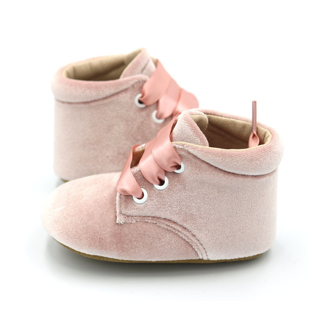 New Fashion  Pink Velvet Baby Boots Barefoot Newborn Baby Shoes