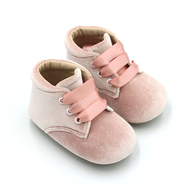 New Fashion  Pink Velvet Baby Boots Barefoot Newborn Baby Shoes