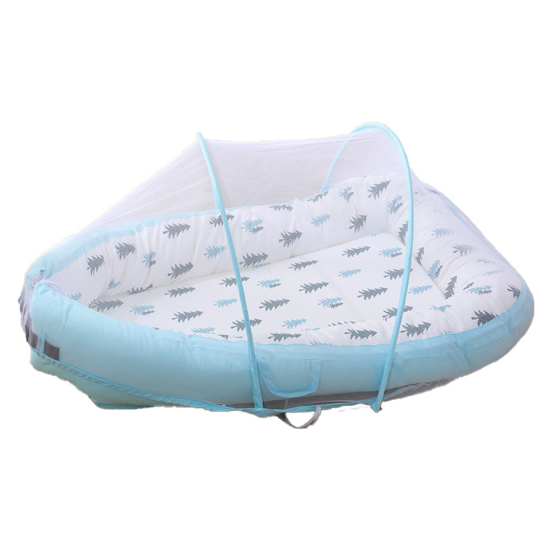 Folding Organic Cotton Cribs Infant Sleeper Portable Baby Travel Sleeping lounger Nest Bed With Mosquito Net