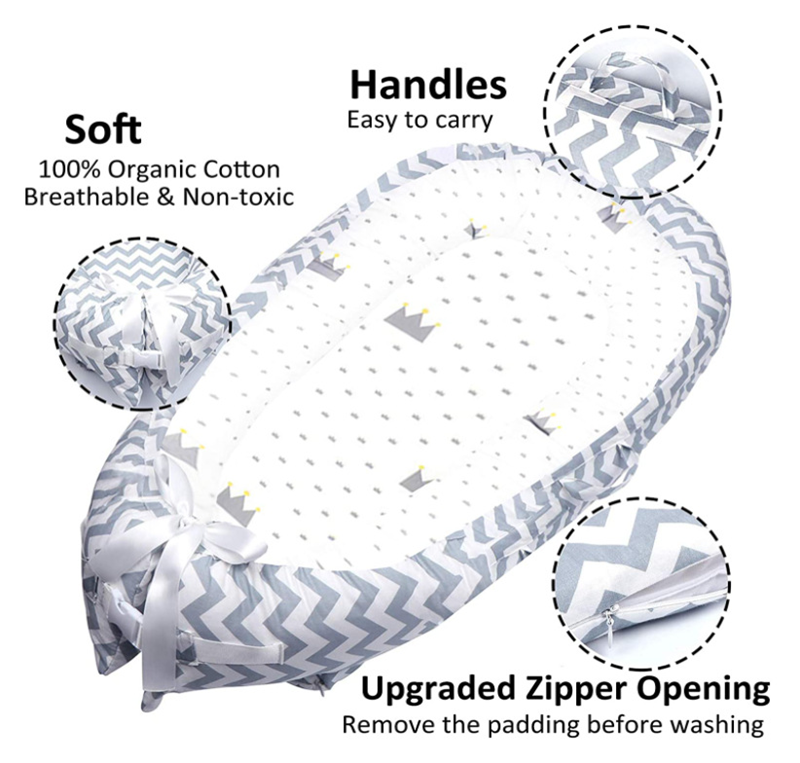 Folding Organic Cotton Cribs Infant Sleeper Portable Baby Travel Sleeping lounger Nest Bed With Mosquito Net