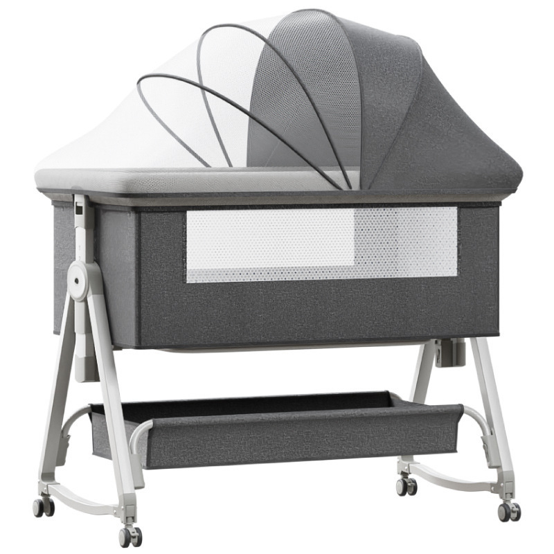 Multifunctional Foldable Baby Bedside Crib Baby Travel Playpen with Travel Bassinet Full-Size Infant Bassinet Diaper Cha