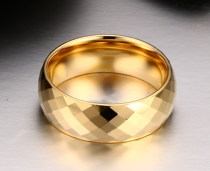 Handmade New Men's Gold Ring Model Fashion 24k Gold Plated Diamond Face Men's Tungsten Carbide Wedding Engagement Ring