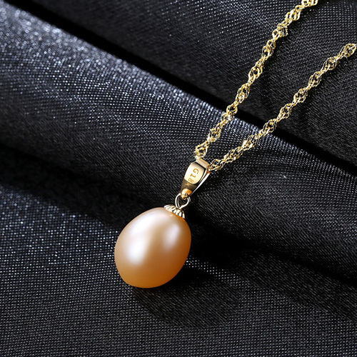 Wholesale Jewelry pendant necklace Lady 18k Gold Simple Freshwater Pearl Necklace