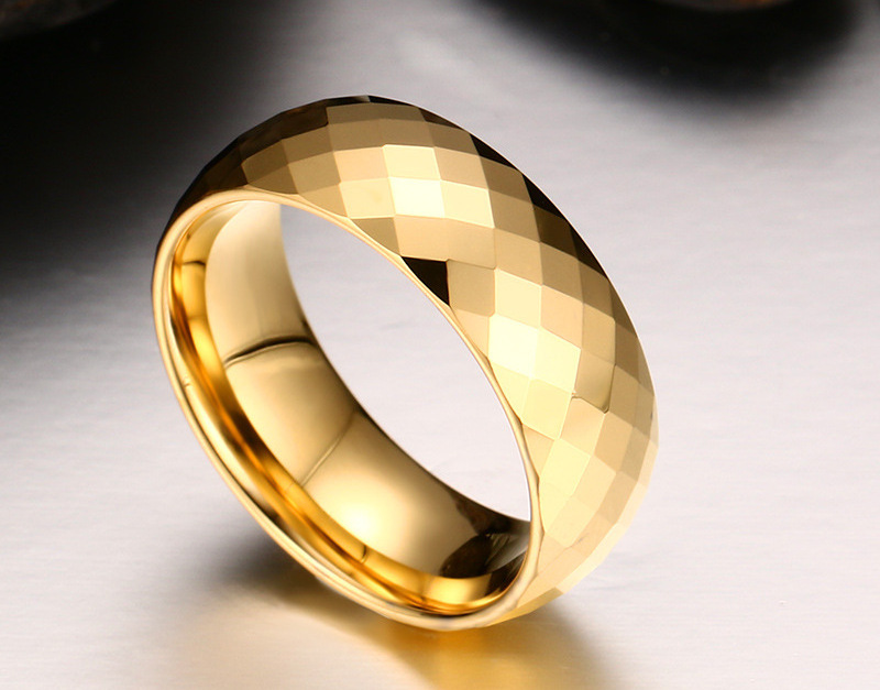 Handmade New Men's Gold Ring Model Fashion 24k Gold Plated Diamond Face Men's Tungsten Carbide Wedding Engagement Ring