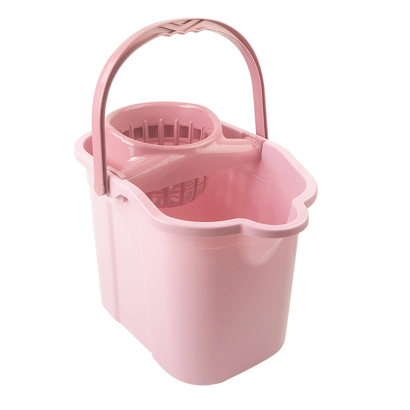 Home Floor Cleaning Tool Plastic Wringer Mop Bucket with Handle