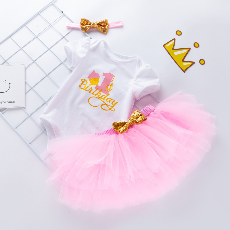 First And Second Birthday Baby Clothes Set White Bodysuit And Fluffy Tutu Skirt 1st Birthday Outfit For Baby Girls