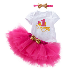 First And Second Birthday Baby Clothes Set White Bodysuit And Fluffy Tutu Skirt 1st Birthday Outfit For Baby Girls