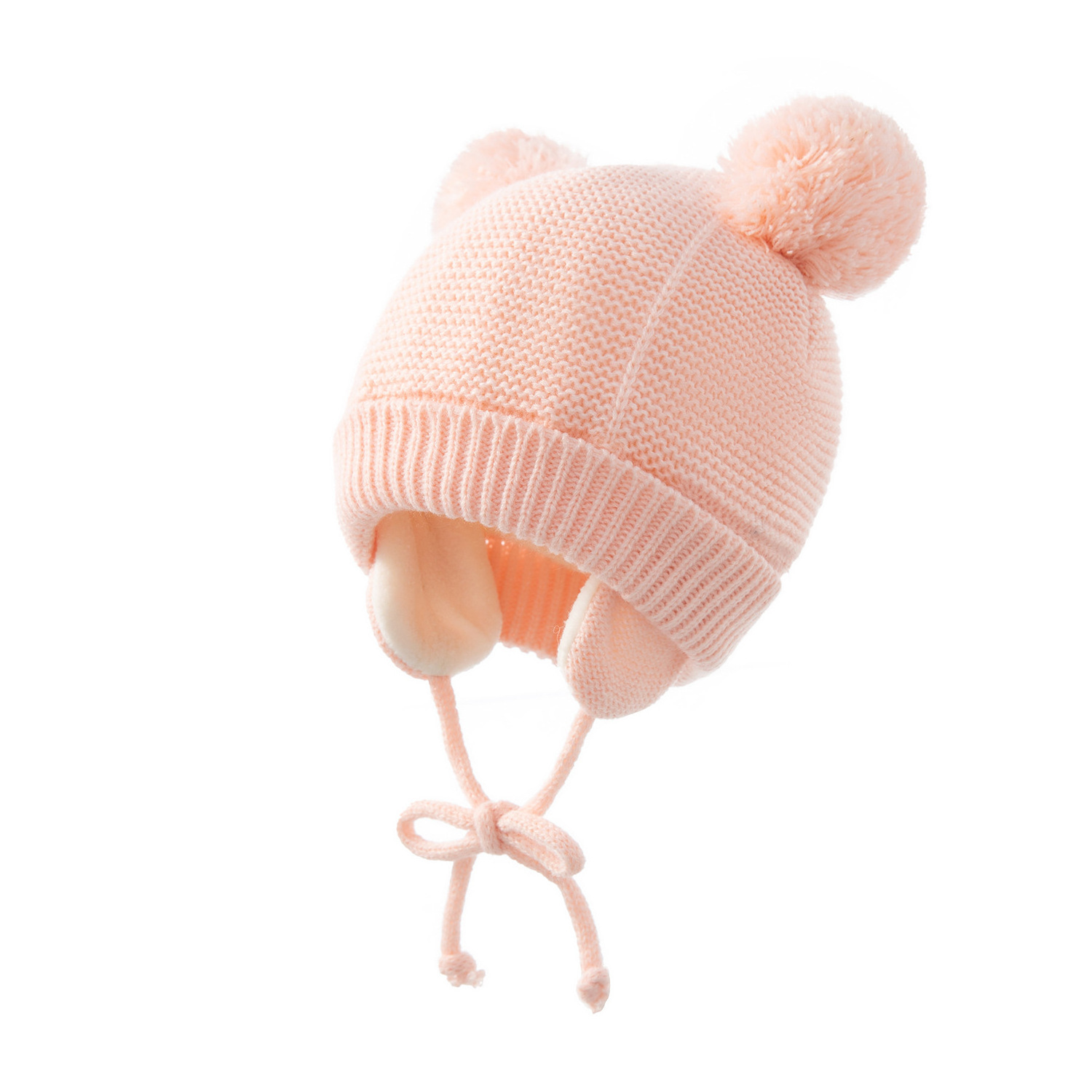 Warm Toddler Girls Boys Ear Flap Pom Pom Hat Mitten Set Winter Knitted Mittens And Hat For Kids